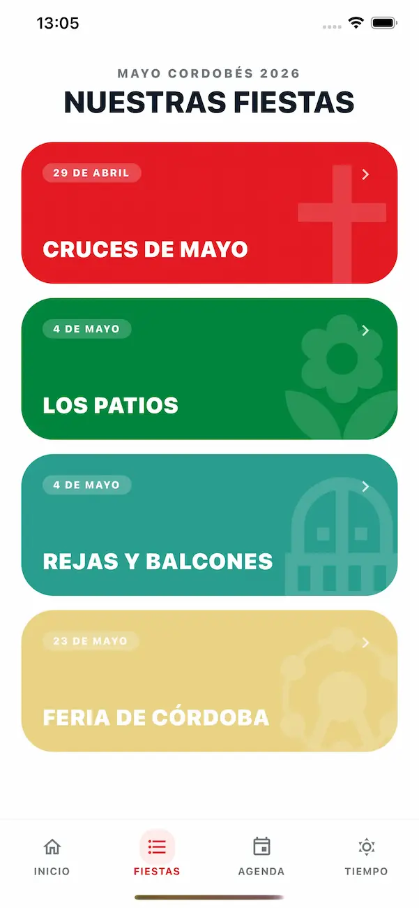 Pantalla de fiestas – Mayo Cordobés 2026